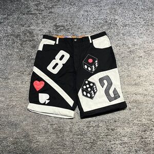Vintage 90s Zip Code Shorts Mens 40 Black White Dice Hip-Hop Baggy Denim Jorts